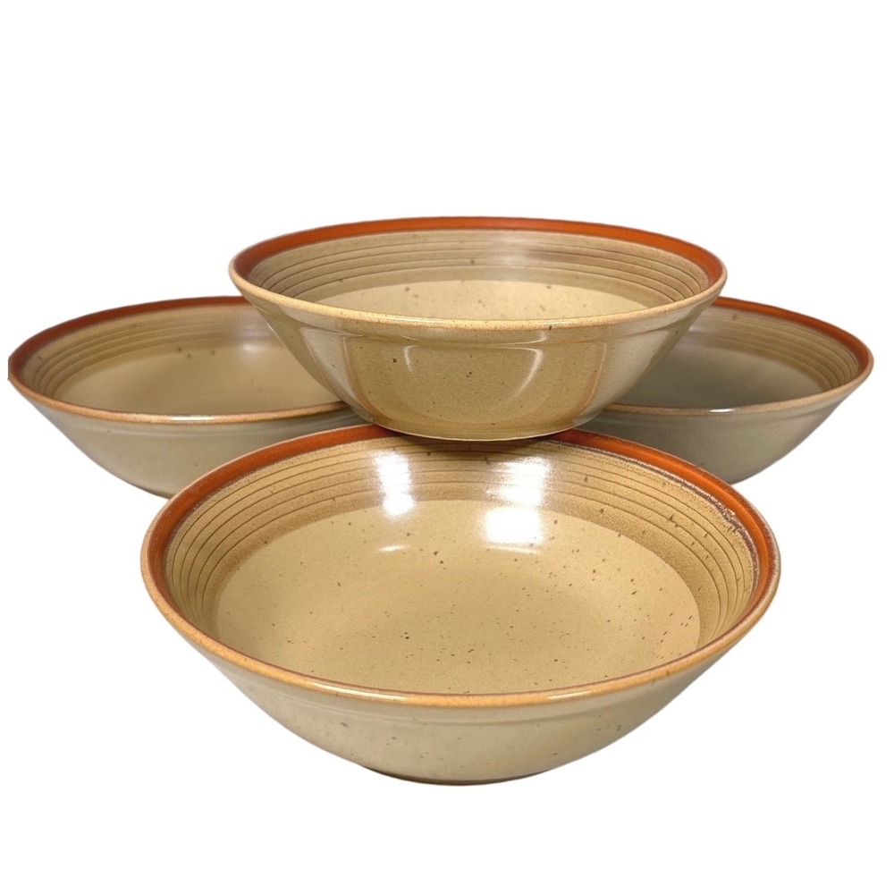 Mikasa Potters Art Country Cabin Ben Seibel Bowl Japan Tan Brown '70s Set/4 (#3)